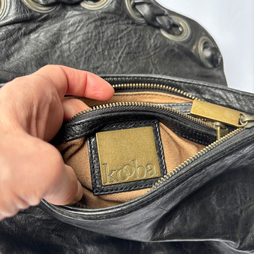Kooba Black Leather Bag with Gold Chain - Picture 10 of 16